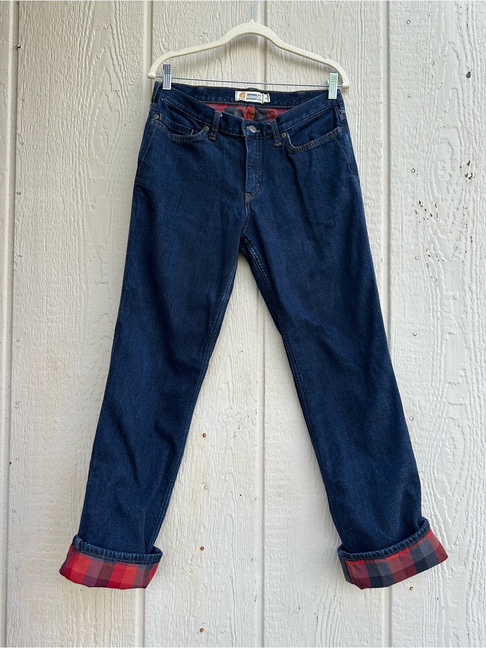 Carhartt Women's Flannel Lined Straight Mid Rise Leg Jeans Size 8